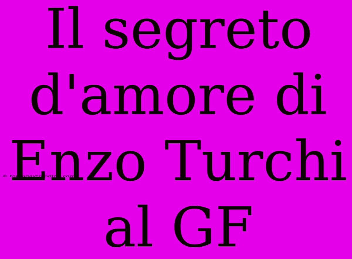 Il Segreto D'amore Di Enzo Turchi Al GF