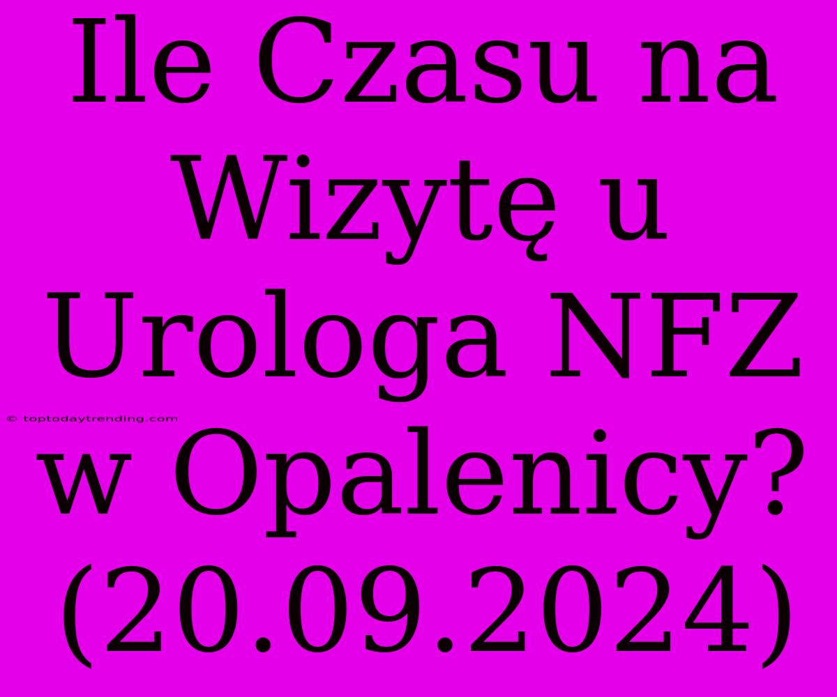 Ile Czasu Na Wizytę U Urologa NFZ W Opalenicy? (20.09.2024)