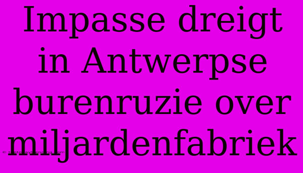 Impasse Dreigt In Antwerpse Burenruzie Over Miljardenfabriek