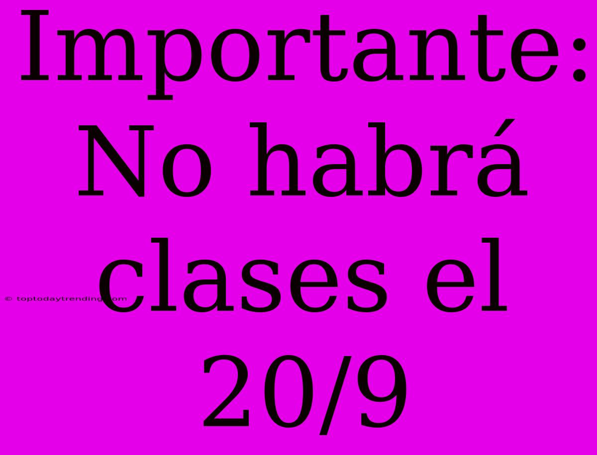 Importante: No Habrá Clases El 20/9