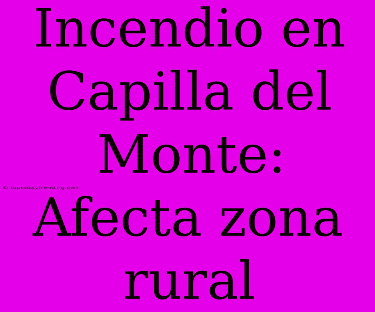 Incendio En Capilla Del Monte: Afecta Zona Rural