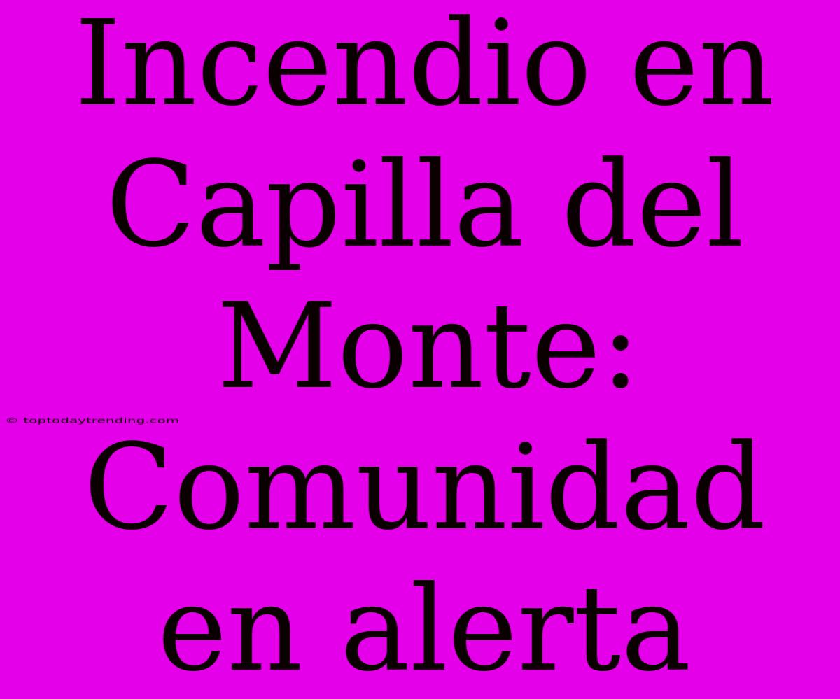 Incendio En Capilla Del Monte: Comunidad En Alerta