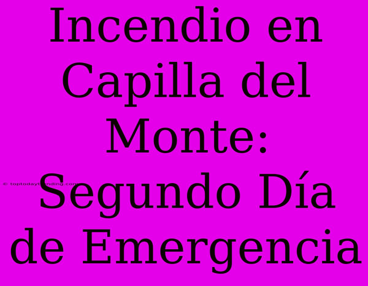 Incendio En Capilla Del Monte: Segundo Día De Emergencia