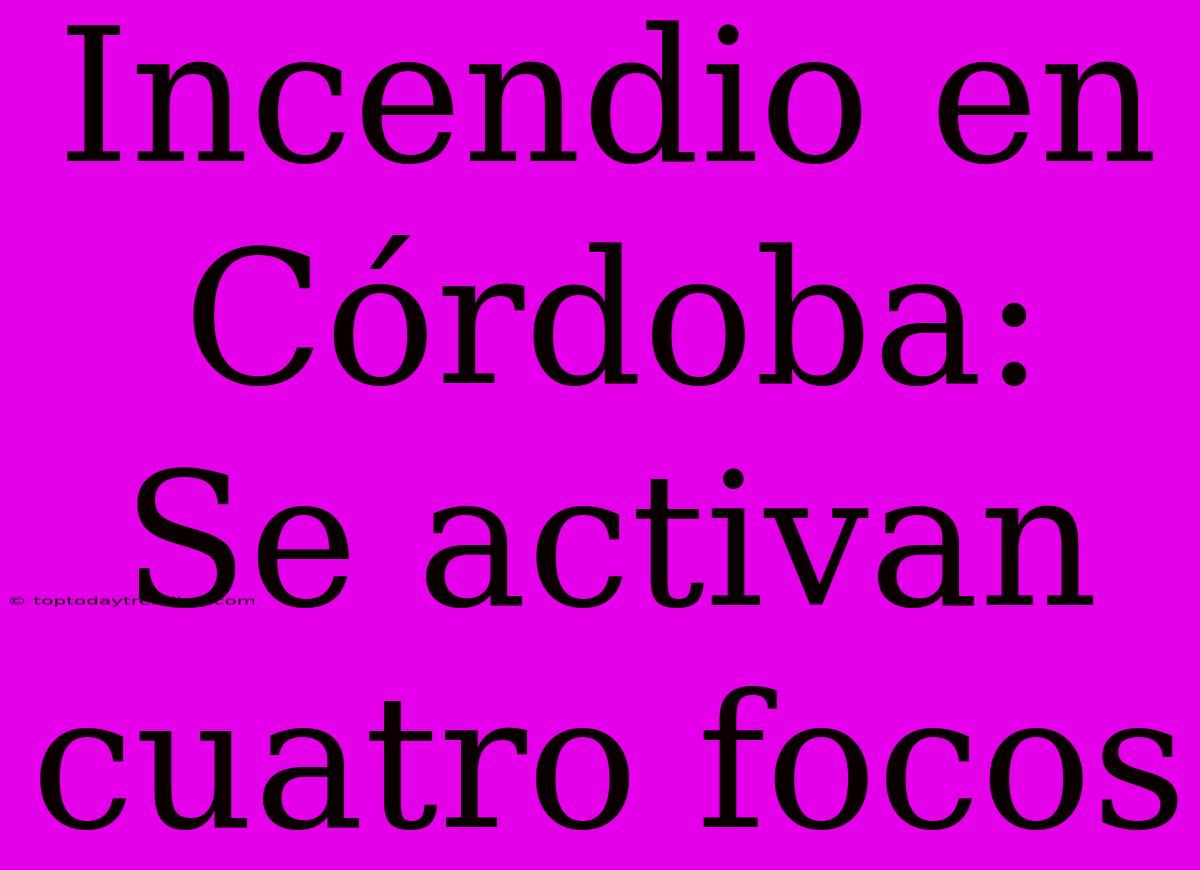 Incendio En Córdoba: Se Activan Cuatro Focos