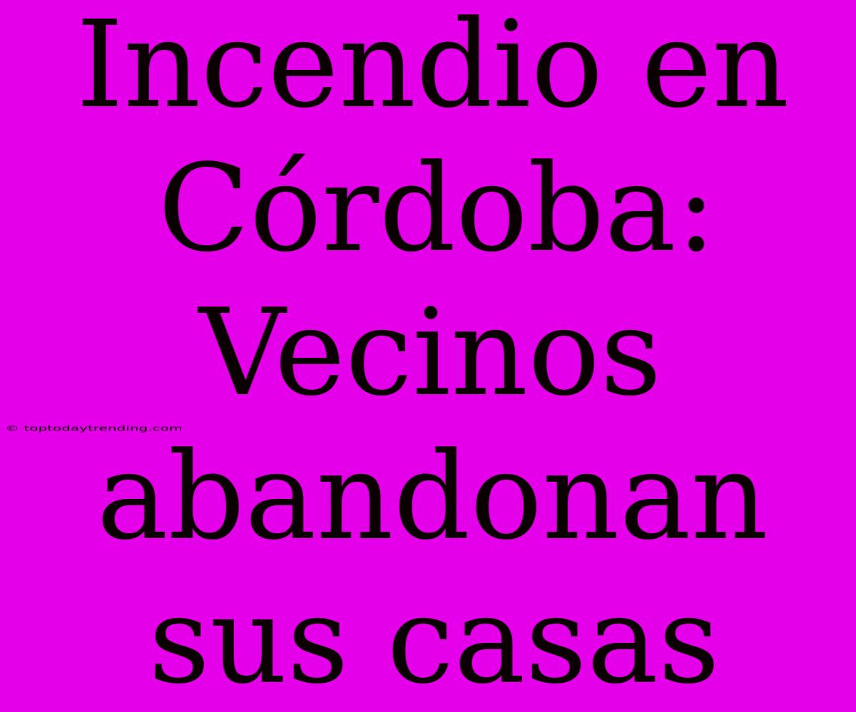 Incendio En Córdoba: Vecinos Abandonan Sus Casas