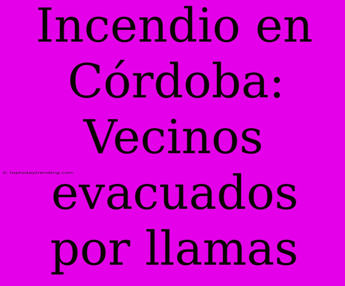 Incendio En Córdoba: Vecinos Evacuados Por Llamas