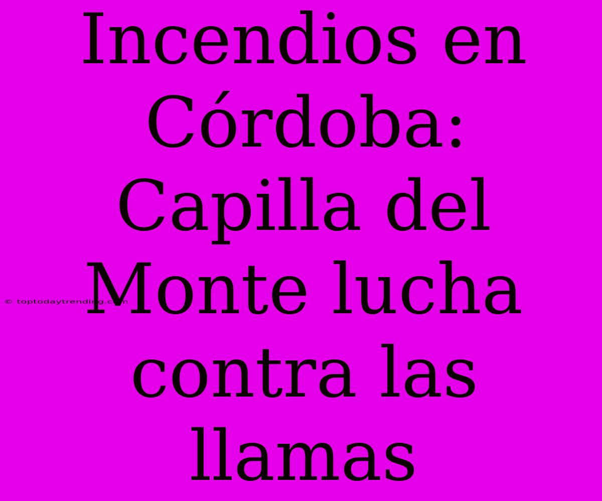 Incendios En Córdoba: Capilla Del Monte Lucha Contra Las Llamas