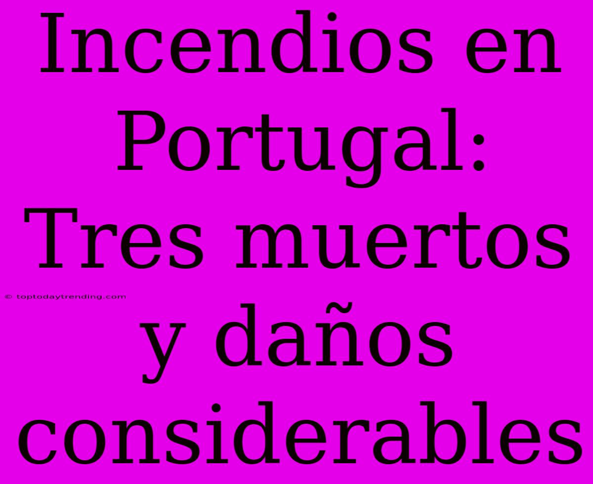 Incendios En Portugal: Tres Muertos Y Daños Considerables