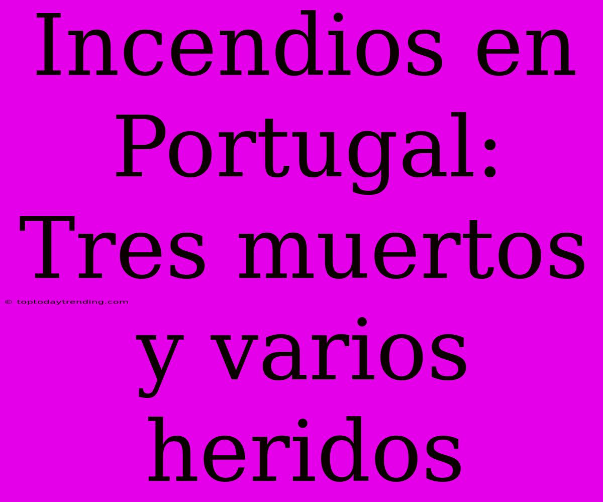 Incendios En Portugal: Tres Muertos Y Varios Heridos