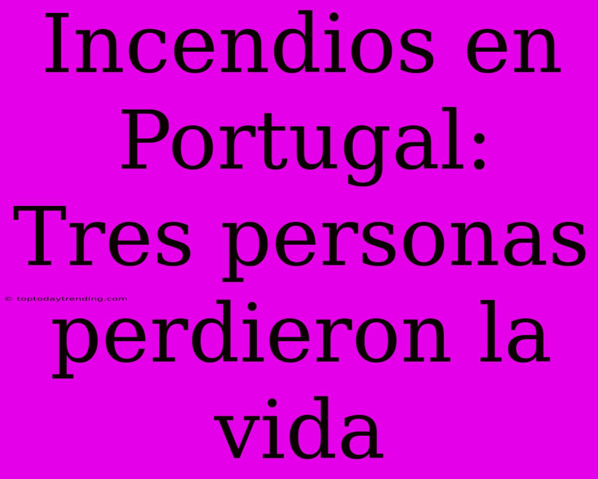 Incendios En Portugal: Tres Personas Perdieron La Vida