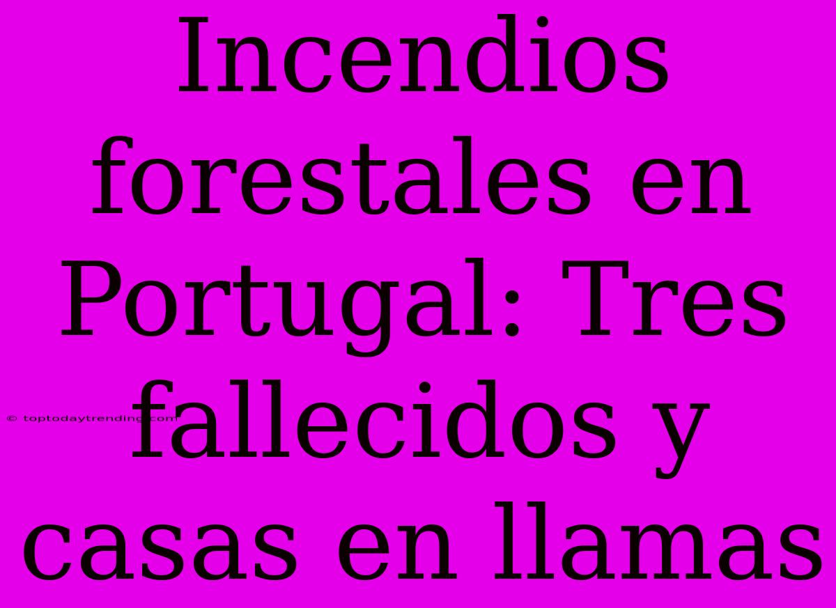 Incendios Forestales En Portugal: Tres Fallecidos Y Casas En Llamas