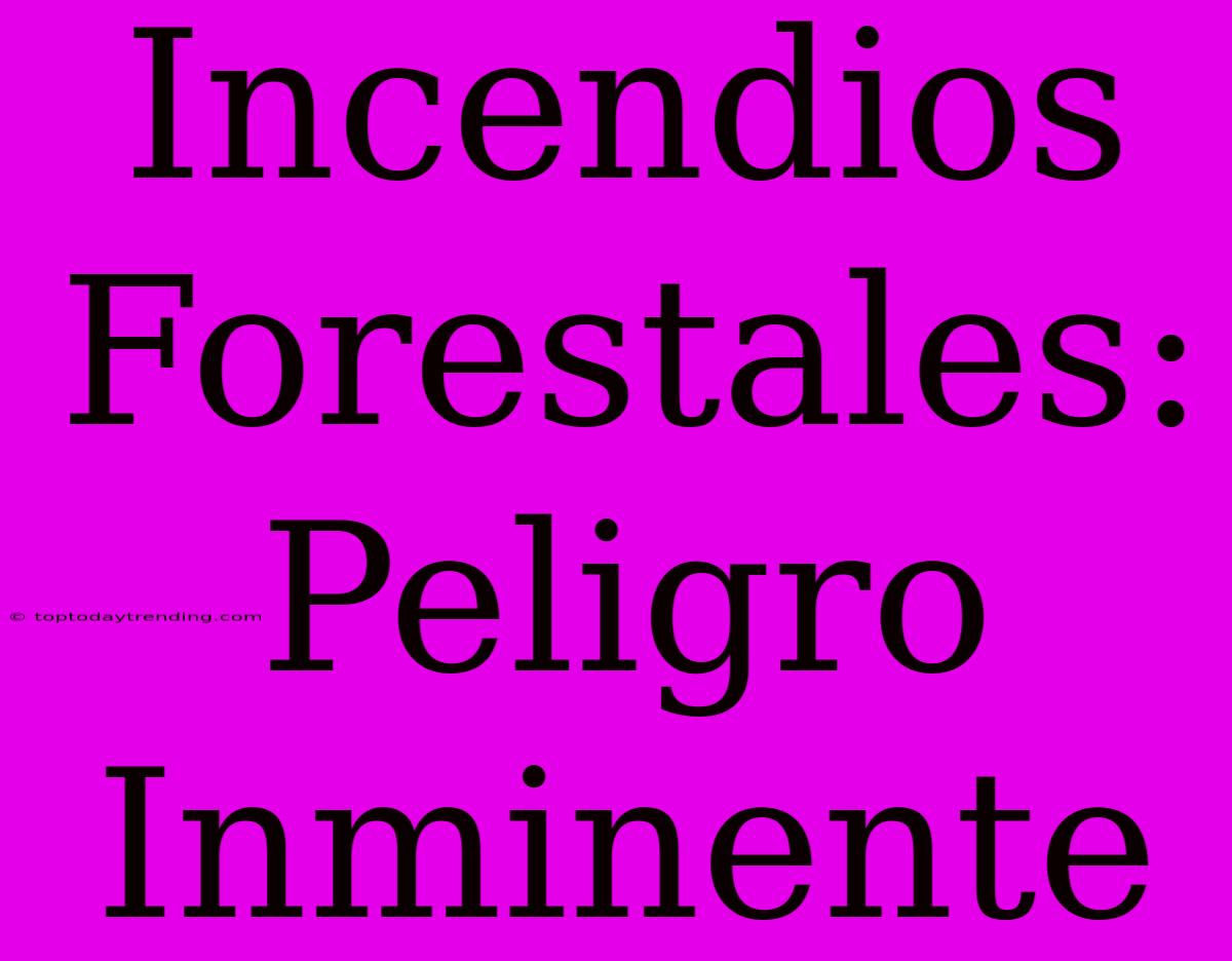 Incendios Forestales: Peligro Inminente