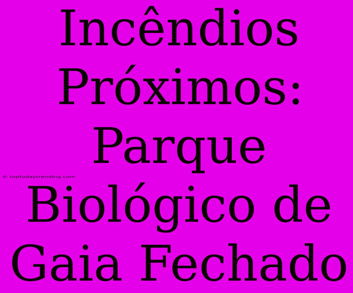 Incêndios Próximos: Parque Biológico De Gaia Fechado