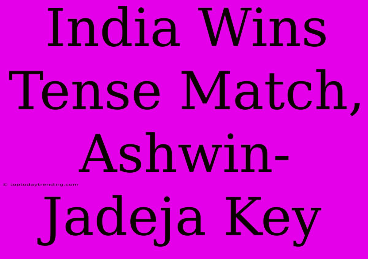 India Wins Tense Match, Ashwin-Jadeja Key