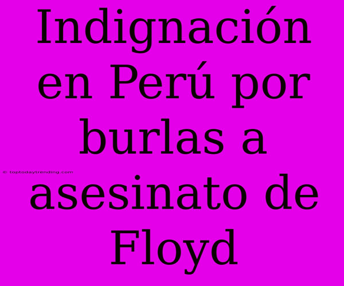 Indignación En Perú Por Burlas A Asesinato De Floyd