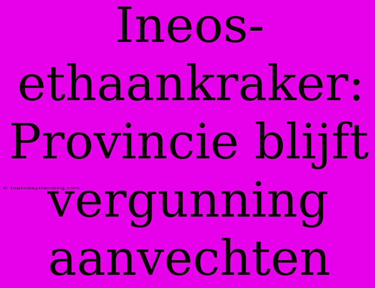 Ineos-ethaankraker: Provincie Blijft Vergunning Aanvechten