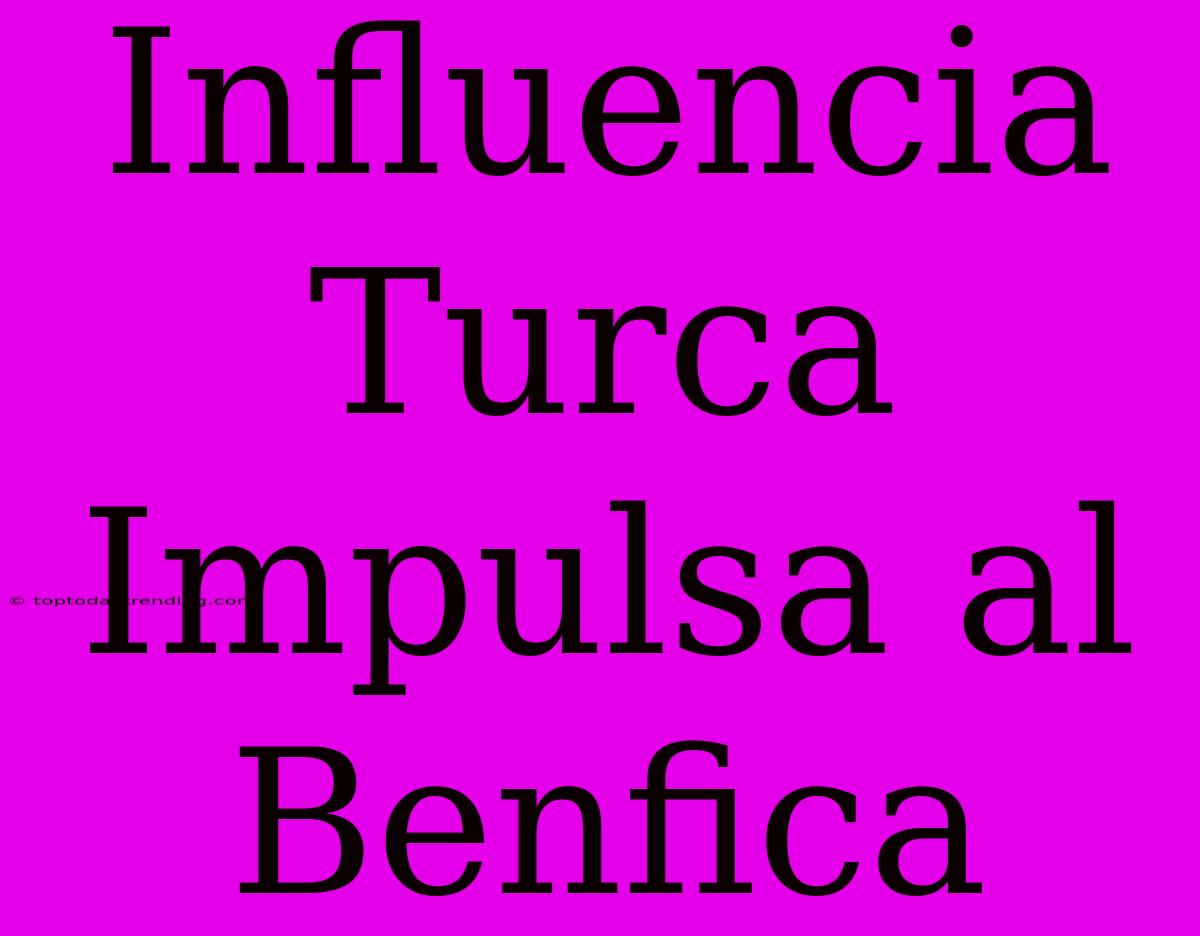 Influencia Turca Impulsa Al Benfica