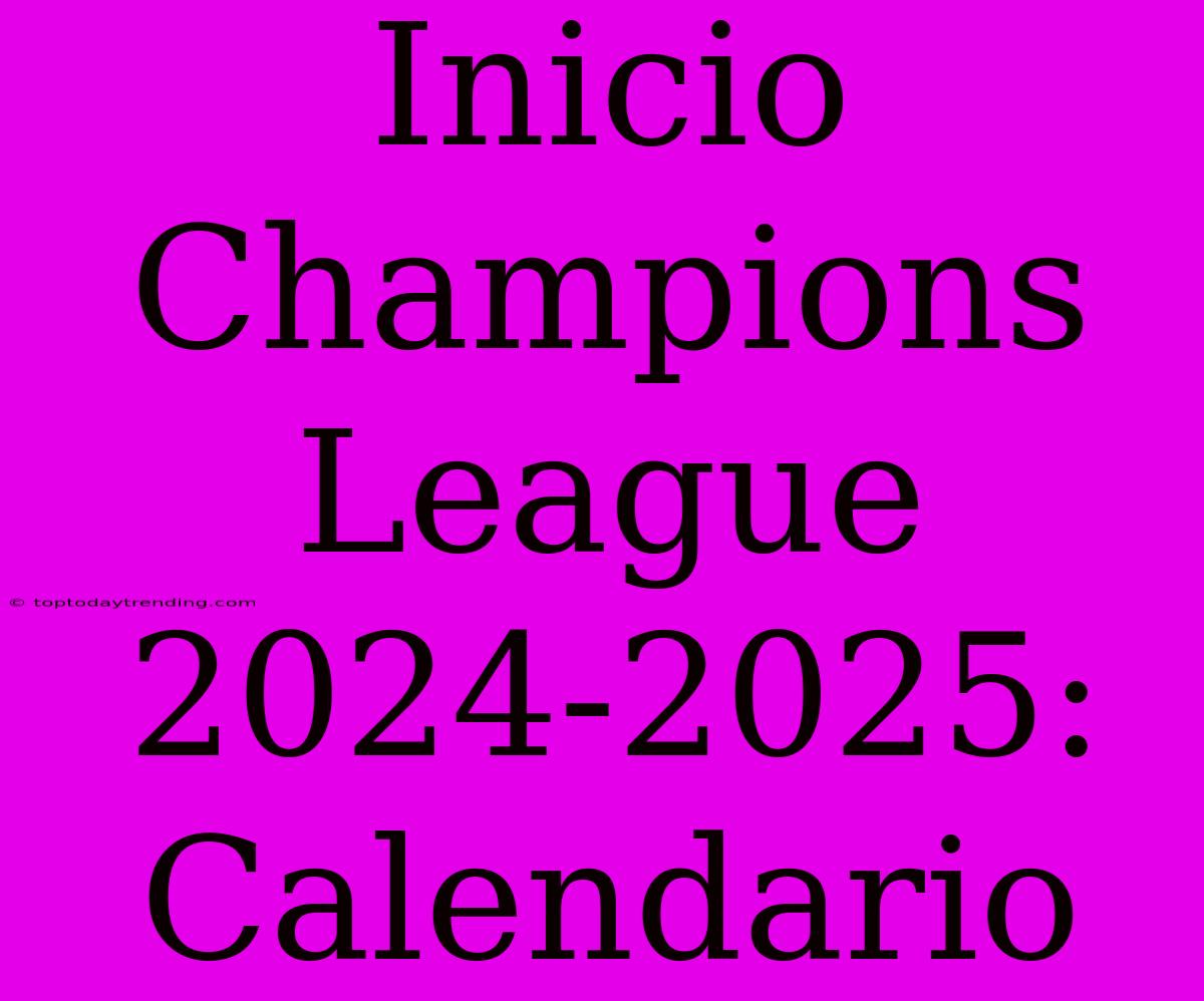 Inicio Champions League 2024-2025: Calendario