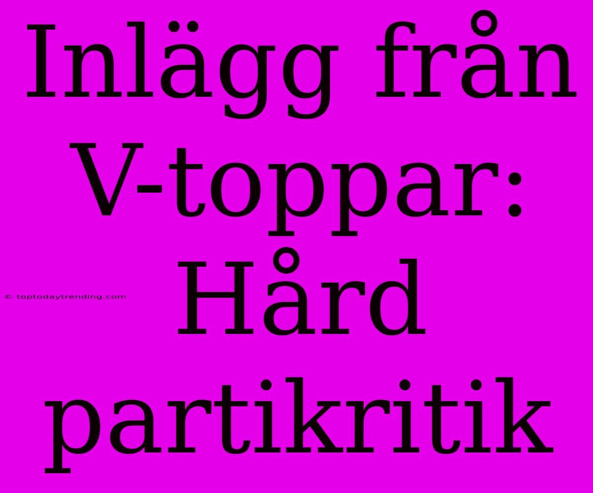 Inlägg Från V-toppar: Hård Partikritik