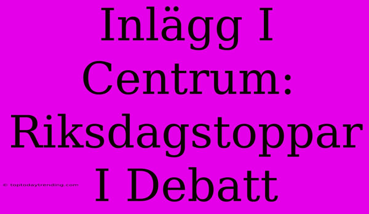 Inlägg I Centrum: Riksdagstoppar I Debatt