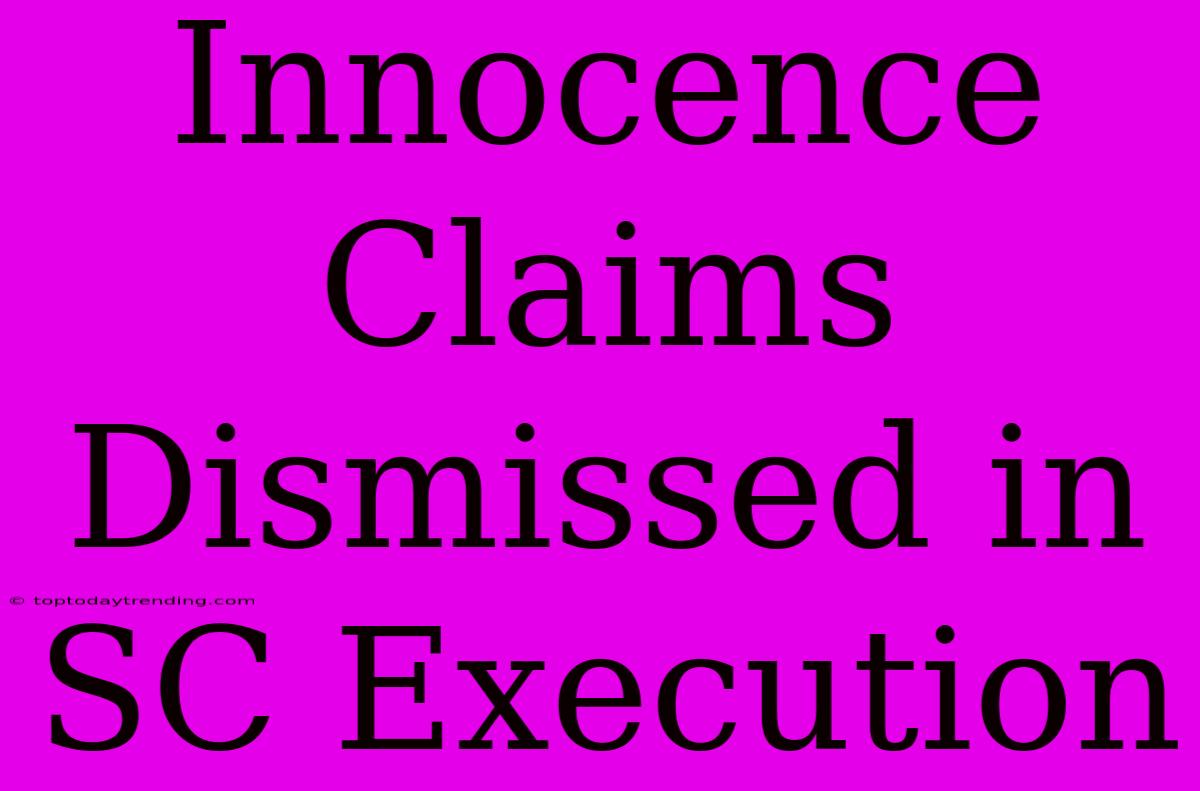 Innocence Claims Dismissed In SC Execution