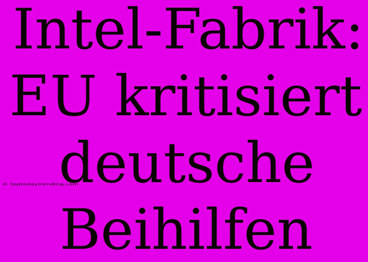 Intel-Fabrik: EU Kritisiert Deutsche Beihilfen