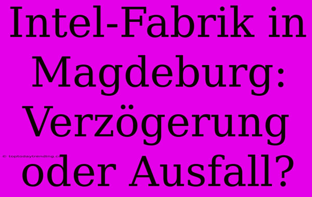 Intel-Fabrik In Magdeburg: Verzögerung Oder Ausfall?