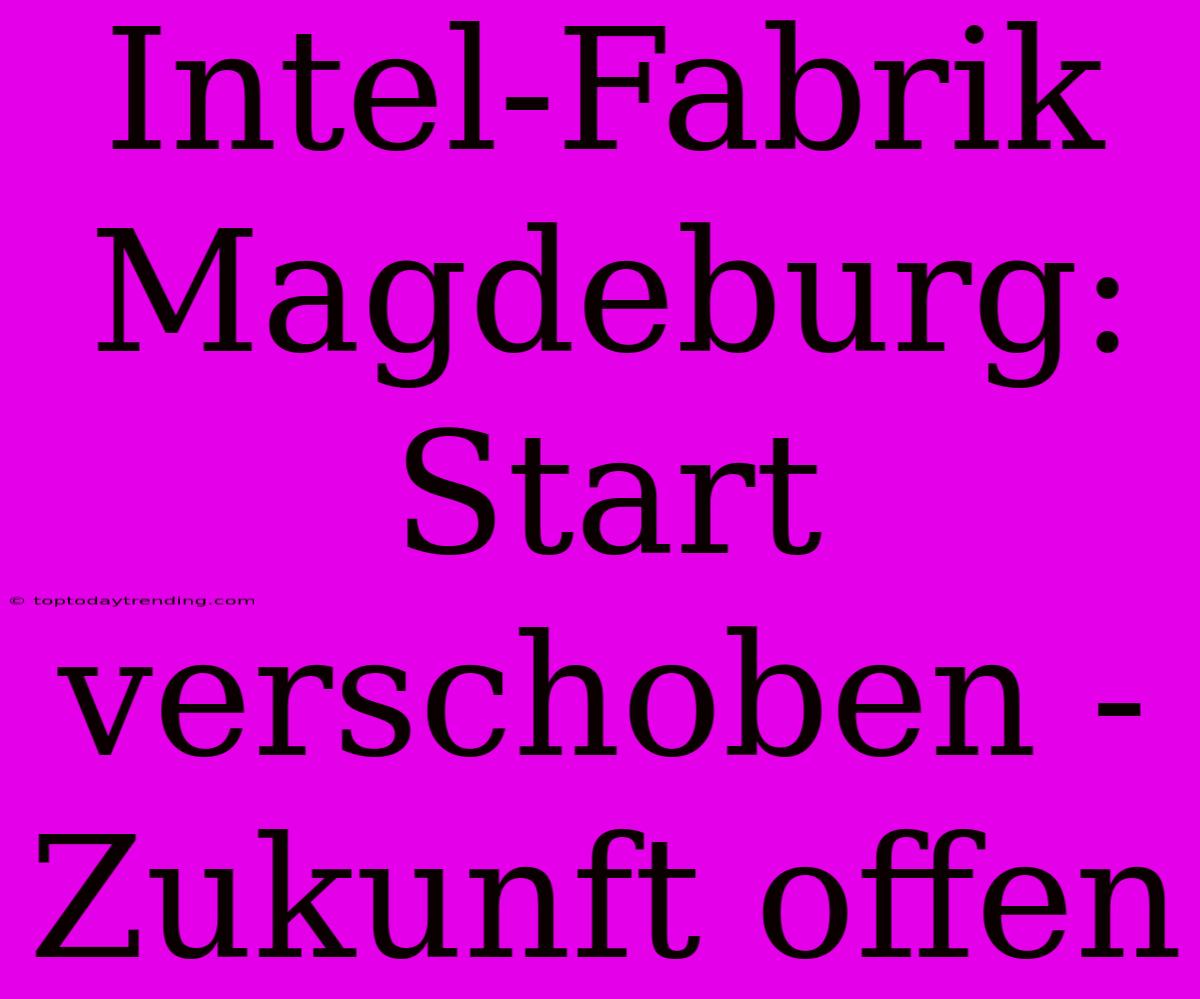 Intel-Fabrik Magdeburg: Start Verschoben - Zukunft Offen