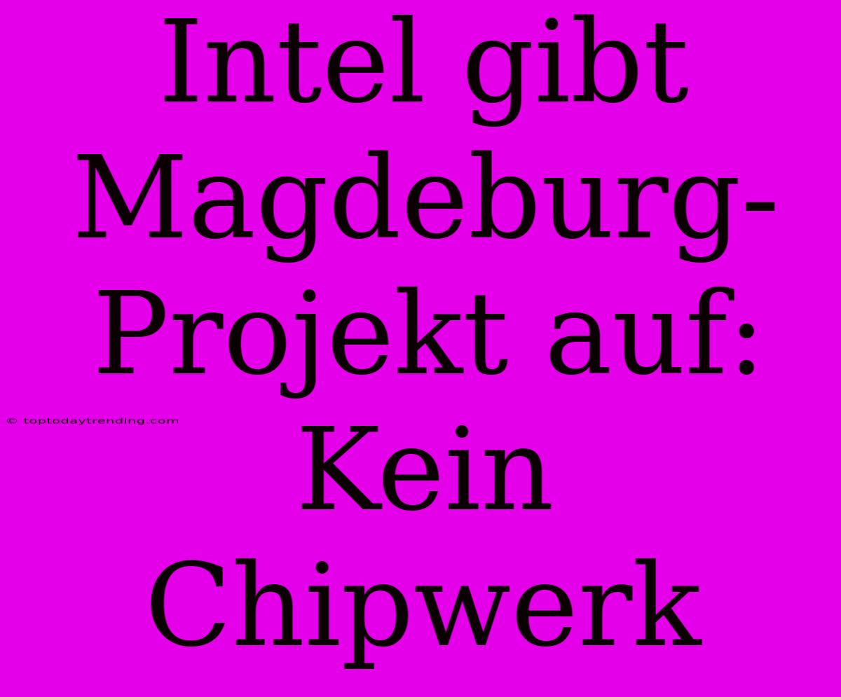 Intel Gibt Magdeburg-Projekt Auf: Kein Chipwerk