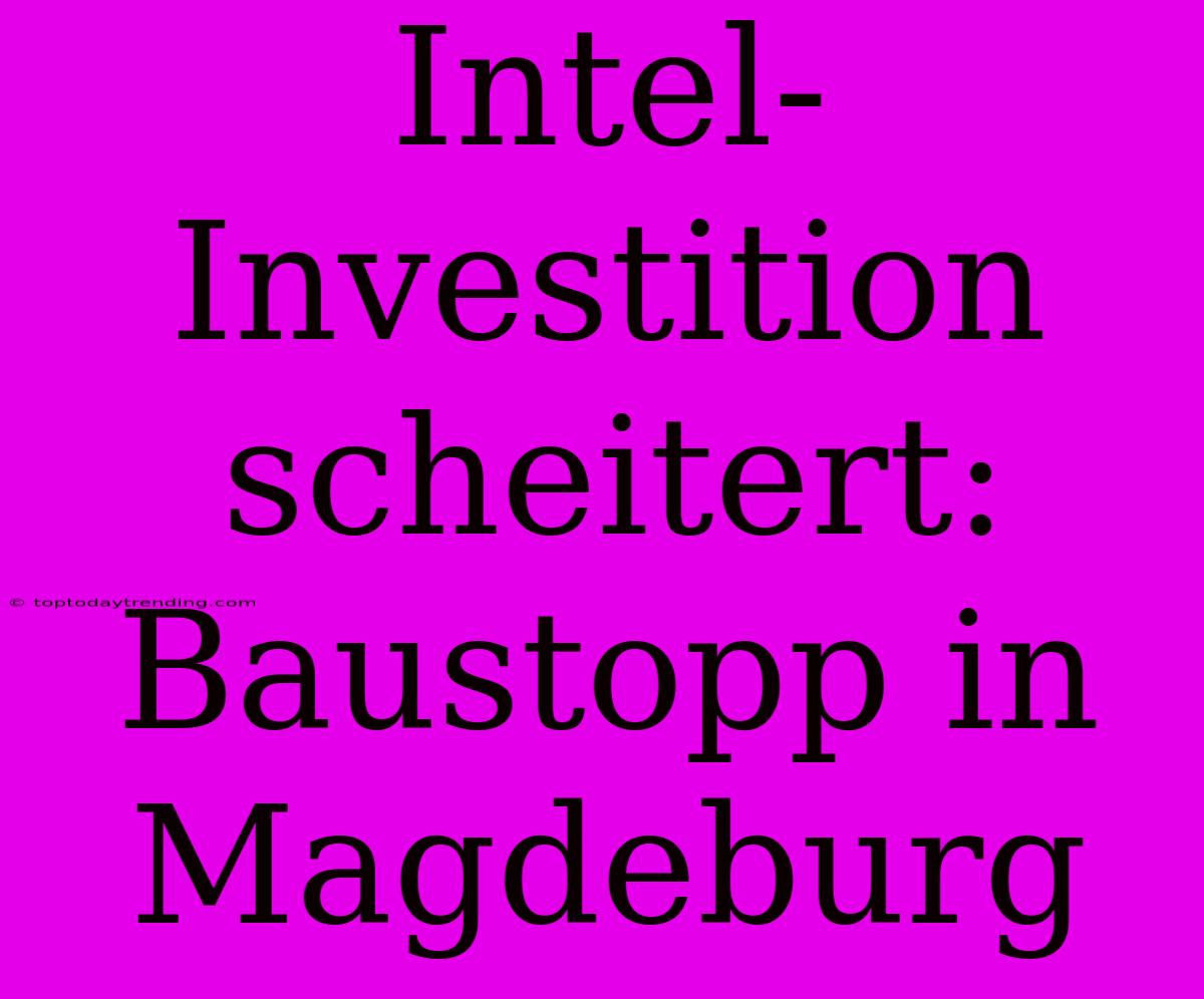 Intel-Investition Scheitert: Baustopp In Magdeburg