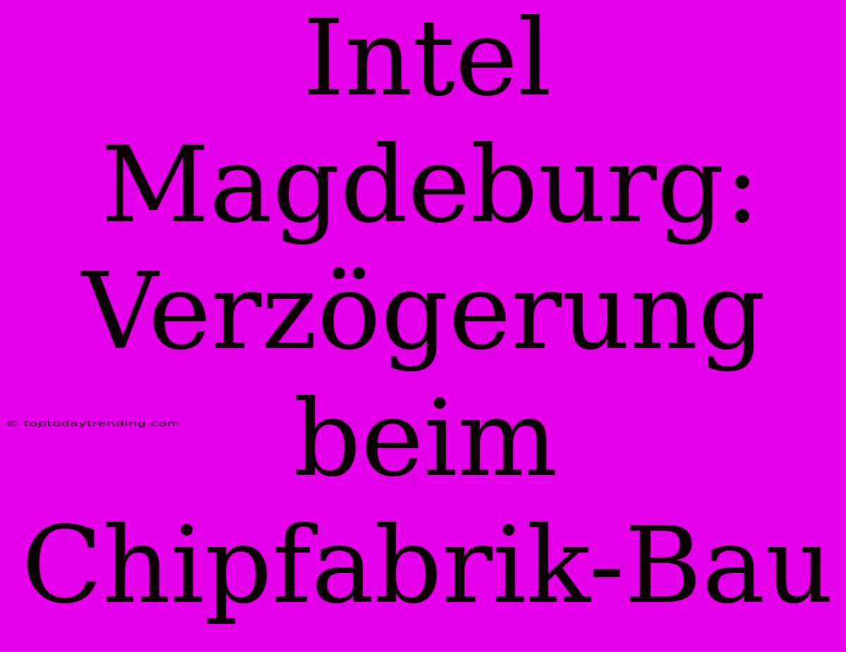 Intel Magdeburg: Verzögerung Beim Chipfabrik-Bau