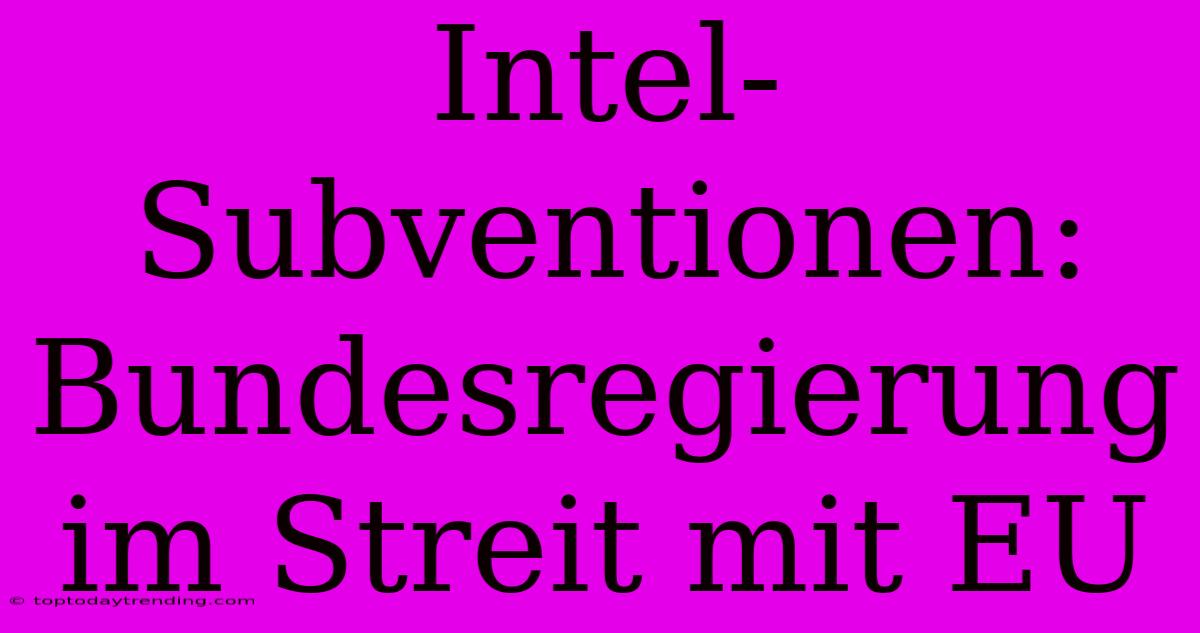 Intel-Subventionen: Bundesregierung Im Streit Mit EU