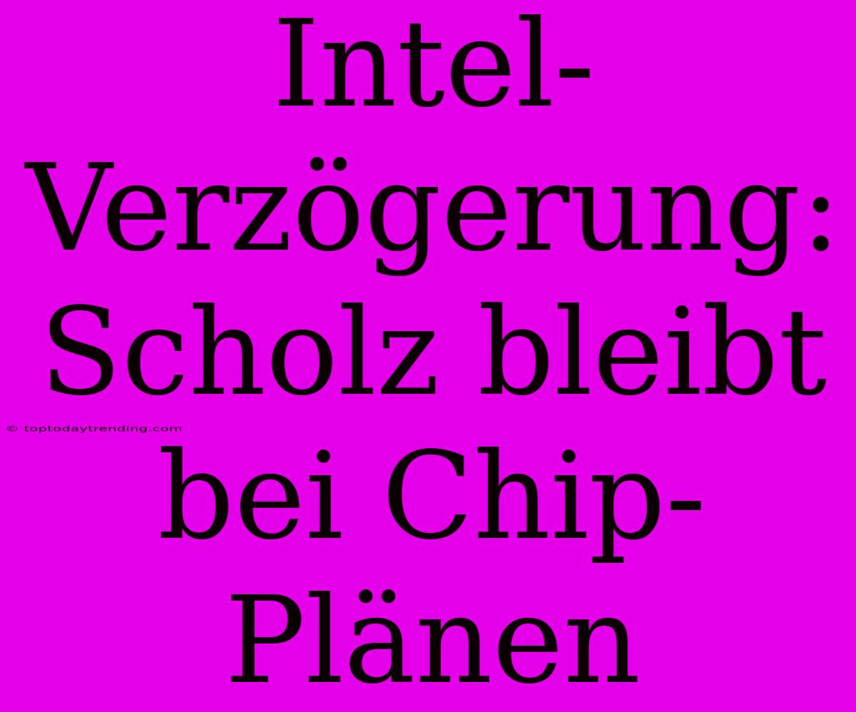 Intel-Verzögerung: Scholz Bleibt Bei Chip-Plänen