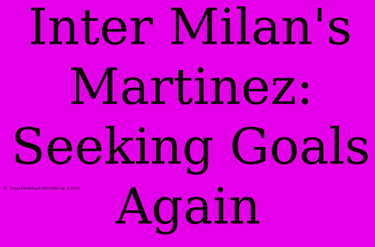 Inter Milan's Martinez: Seeking Goals Again