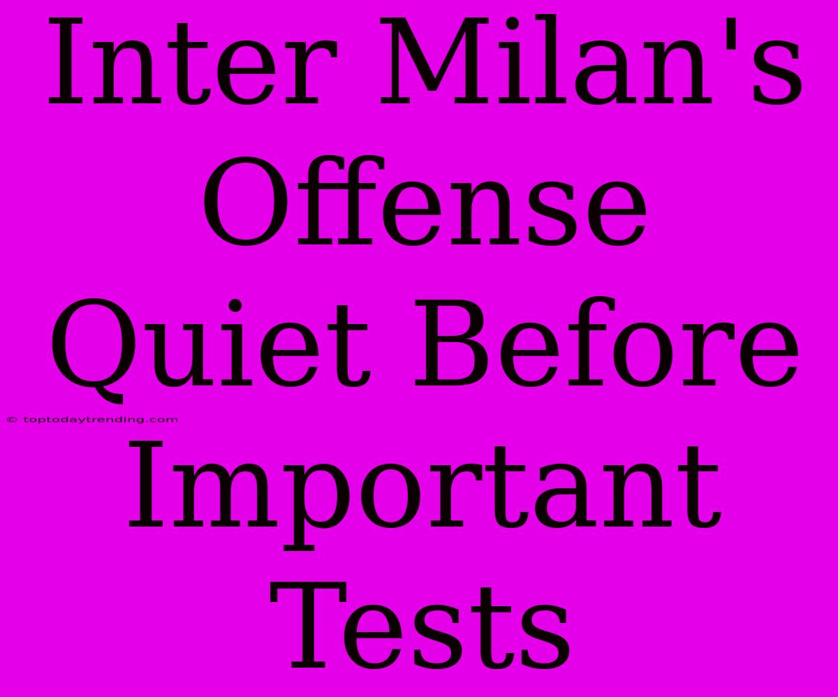 Inter Milan's Offense Quiet Before Important Tests