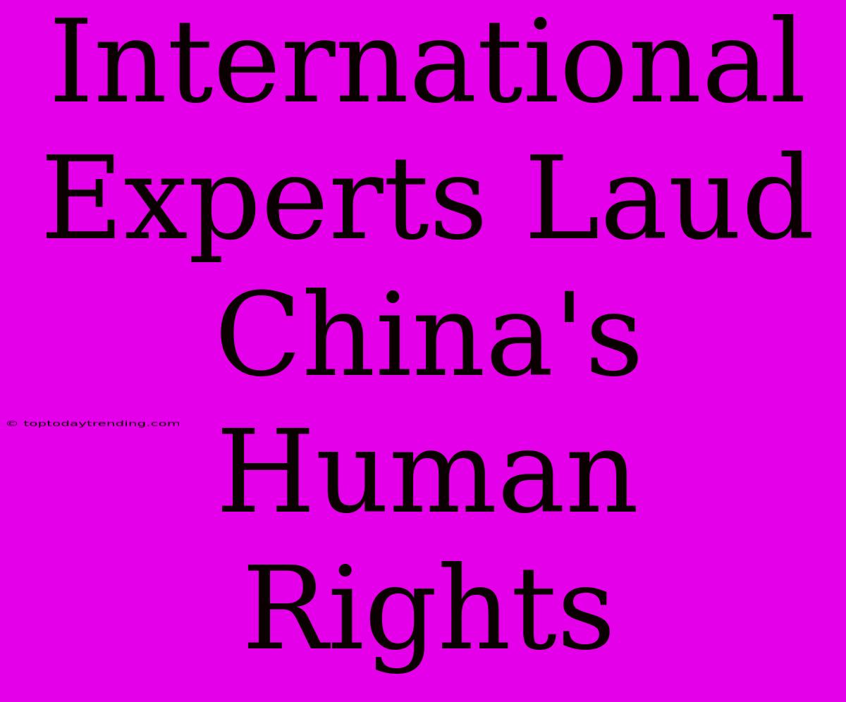 International Experts Laud China's Human Rights