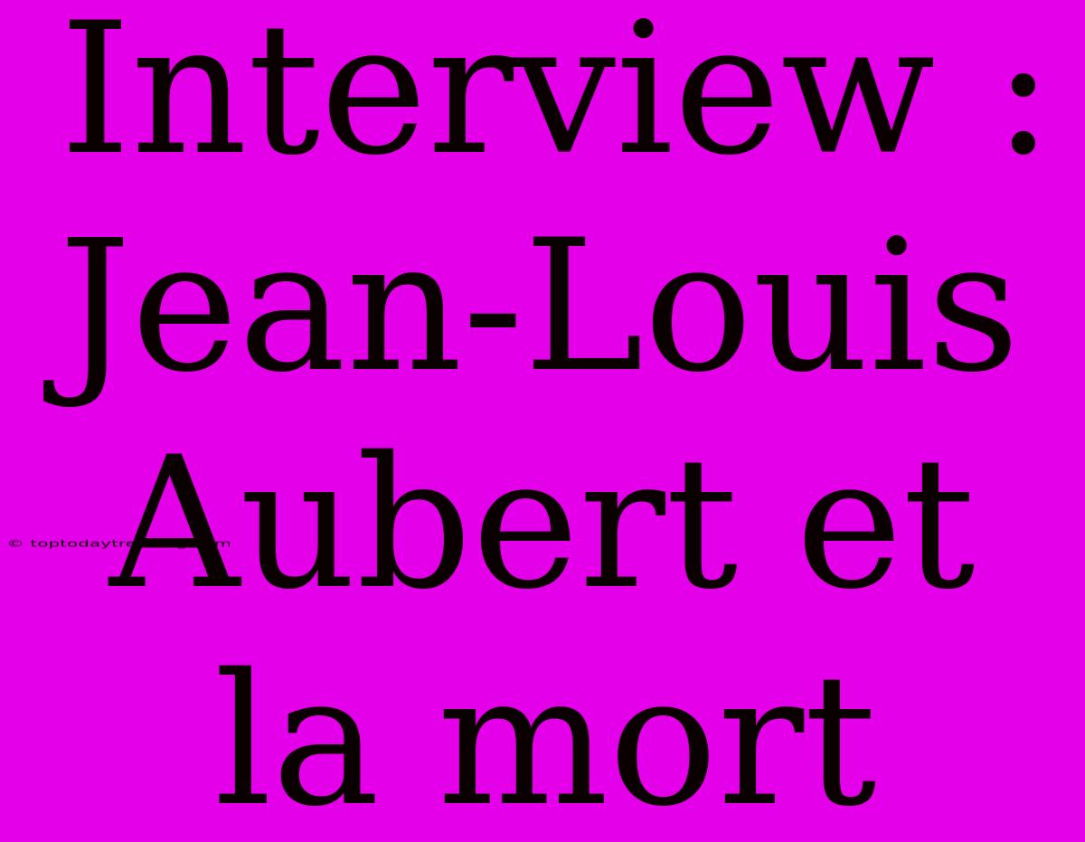 Interview : Jean-Louis Aubert Et La Mort