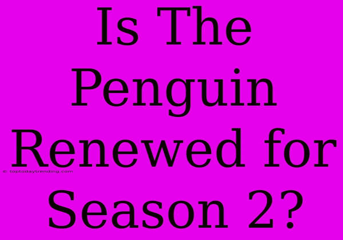 Is The Penguin Renewed For Season 2?