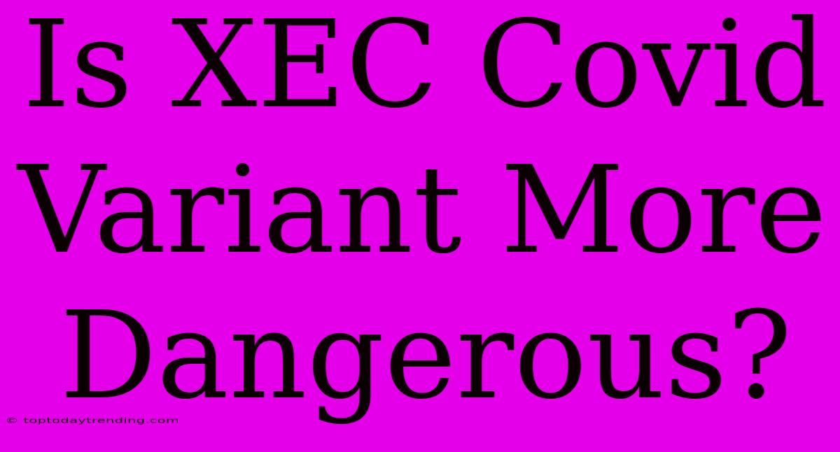 Is XEC Covid Variant More Dangerous?