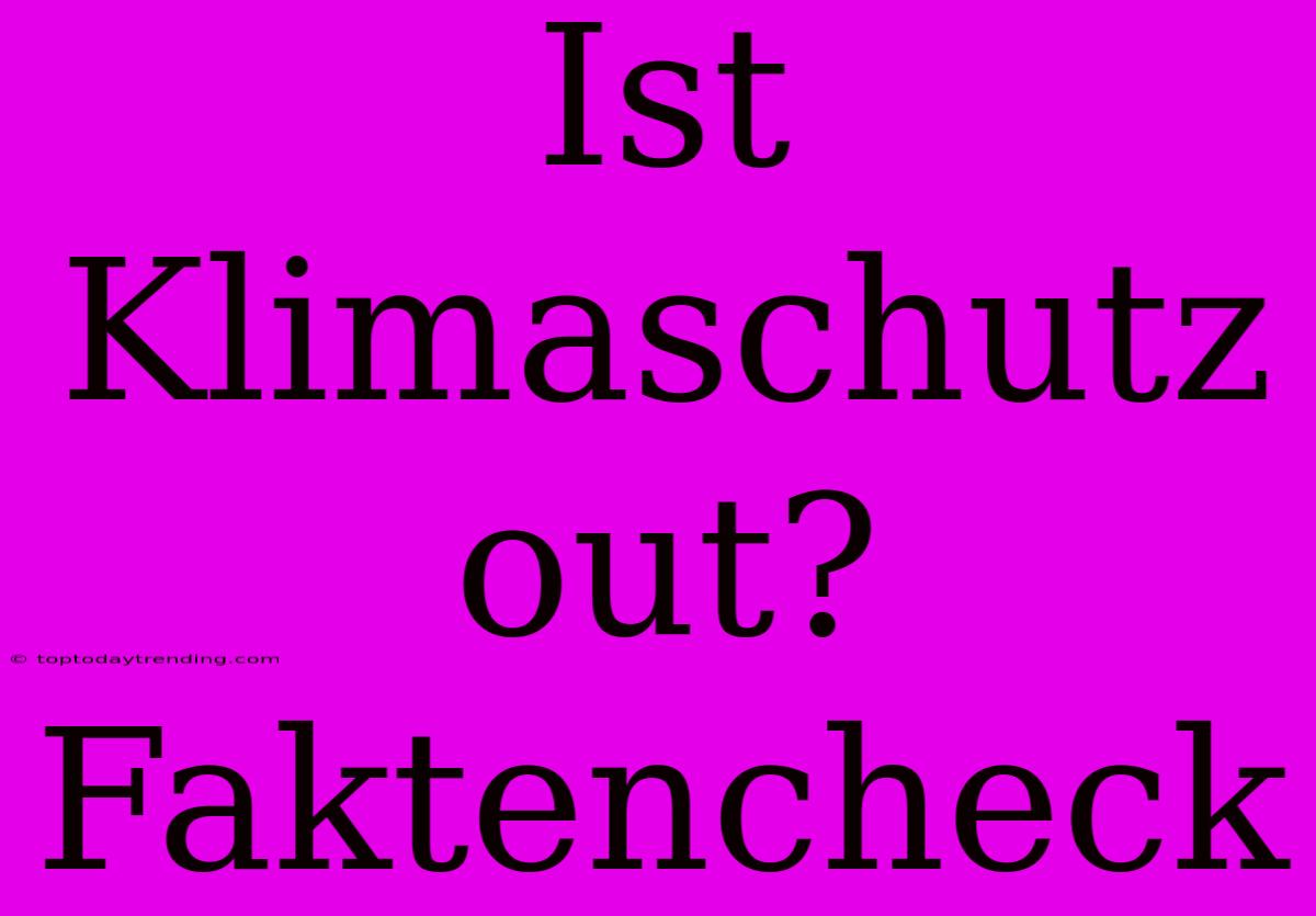 Ist Klimaschutz Out? Faktencheck