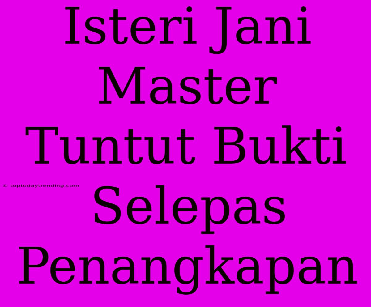 Isteri Jani Master Tuntut Bukti Selepas Penangkapan