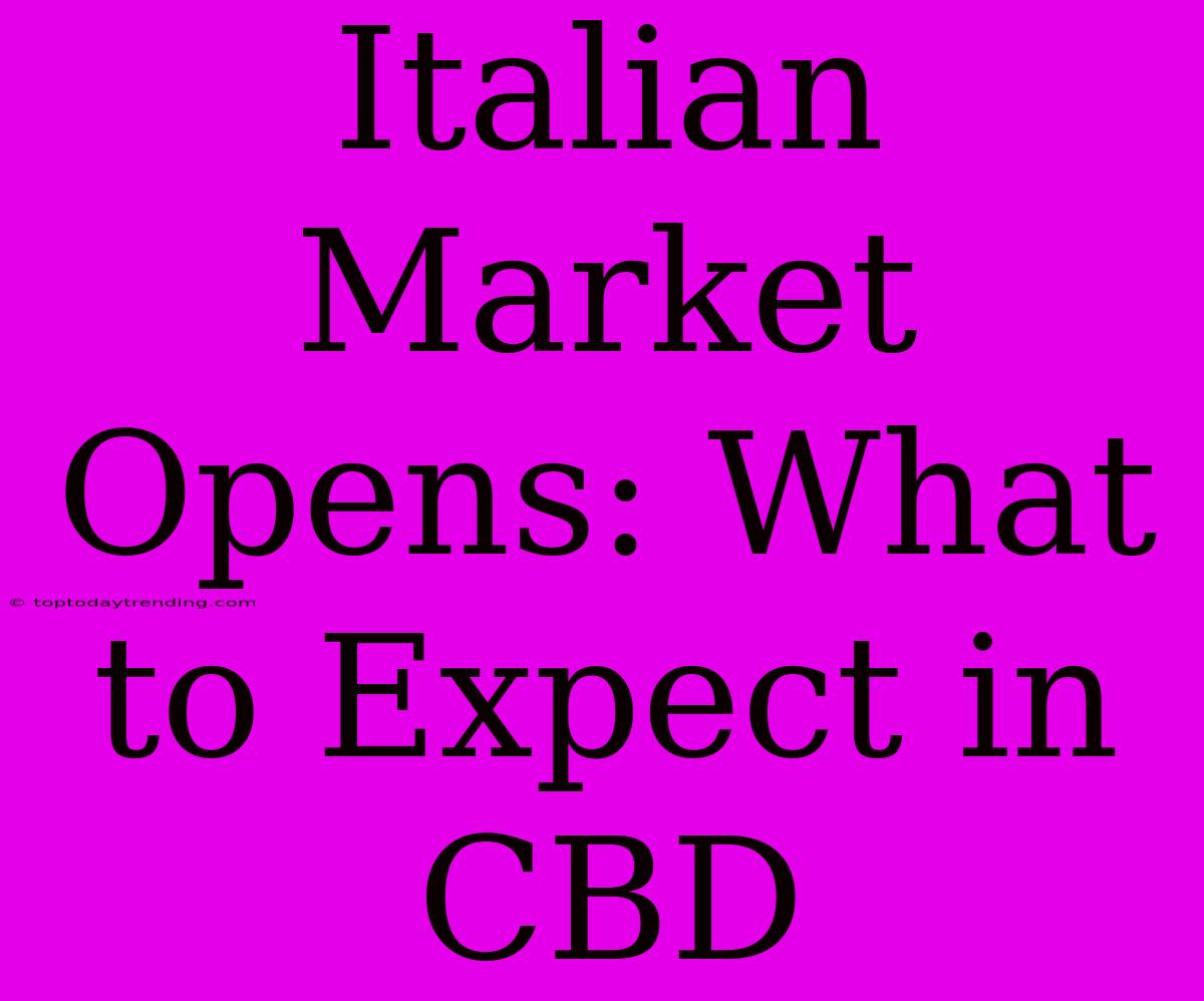 Italian Market Opens: What To Expect In CBD