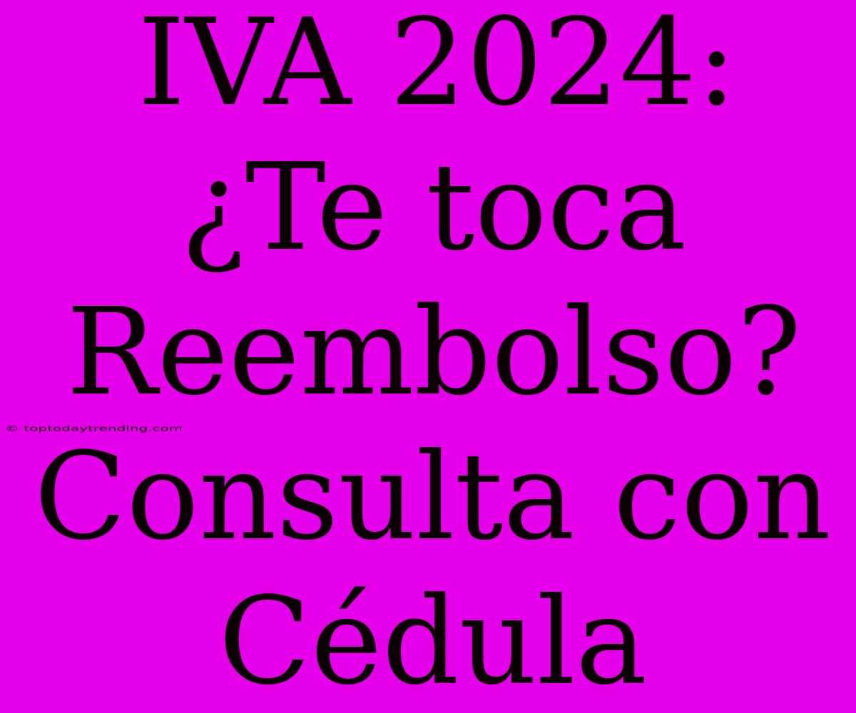 IVA 2024: ¿Te Toca Reembolso? Consulta Con Cédula