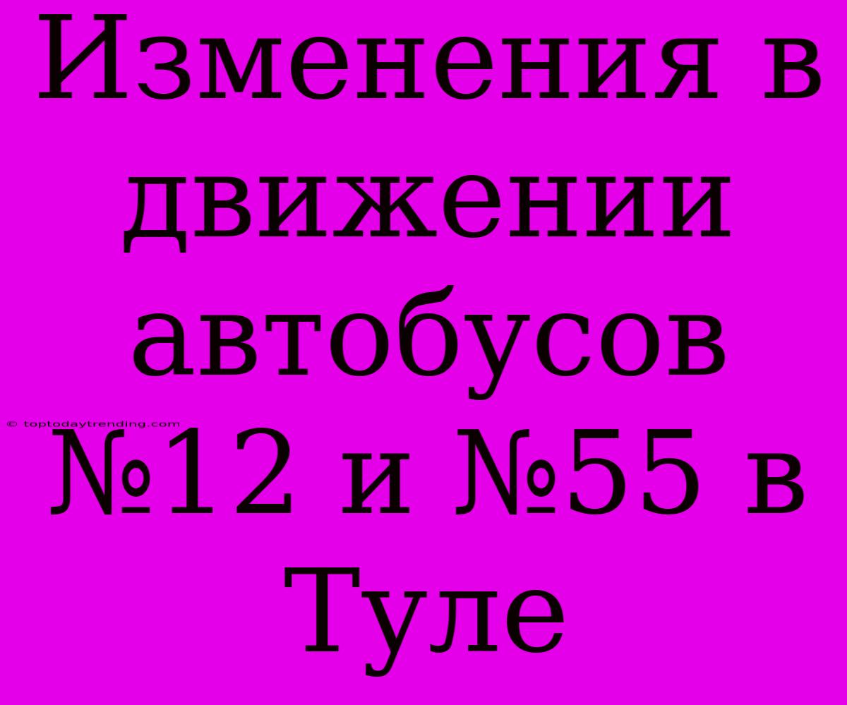 Изменения В Движении Автобусов №12 И №55 В Туле