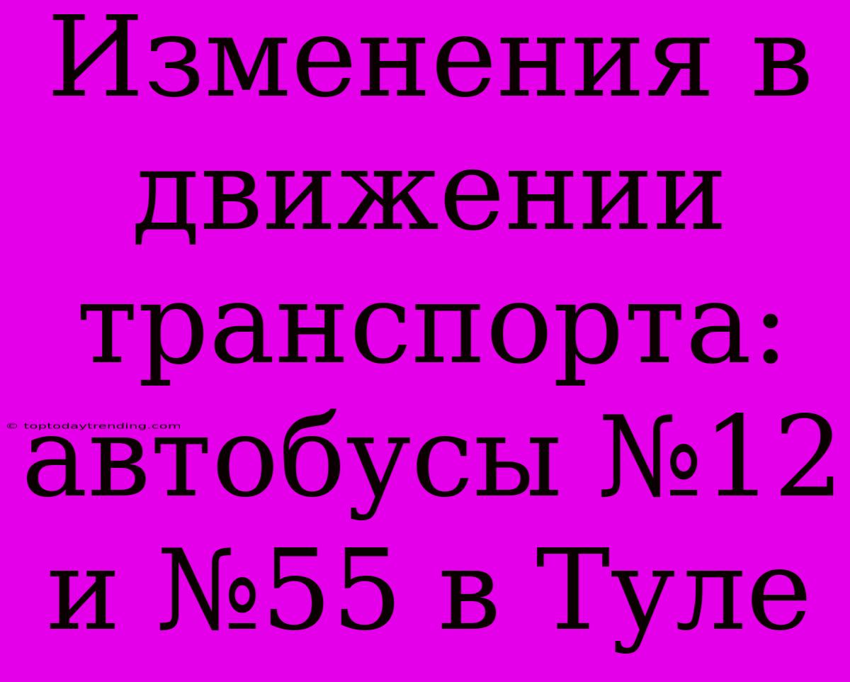 Изменения В Движении Транспорта: Автобусы №12 И №55 В Туле