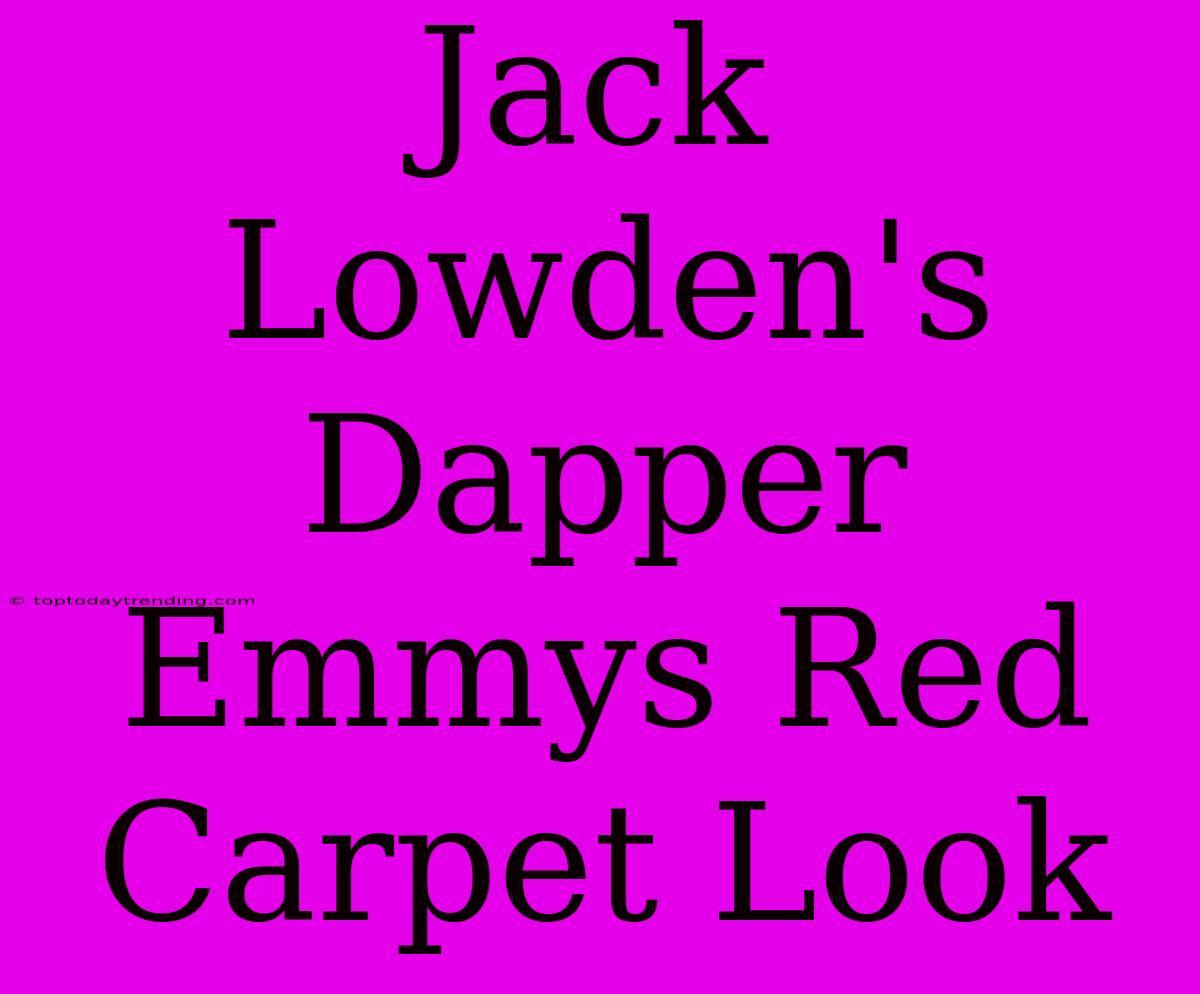 Jack Lowden's Dapper Emmys Red Carpet Look