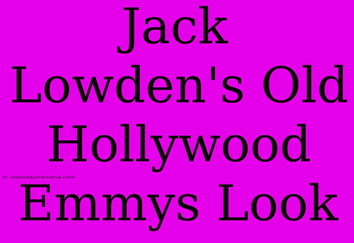 Jack Lowden's Old Hollywood Emmys Look