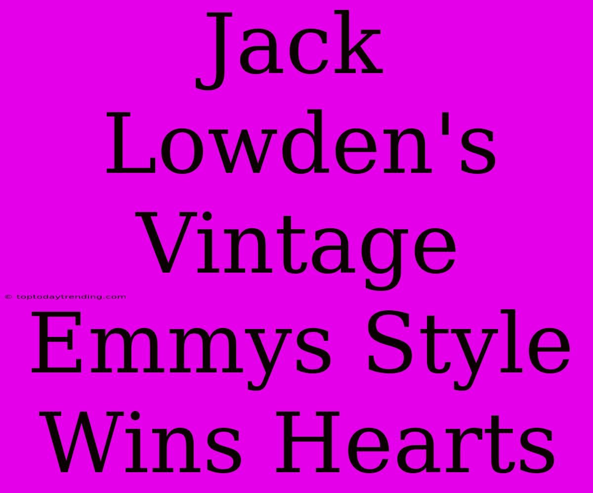 Jack Lowden's Vintage Emmys Style Wins Hearts