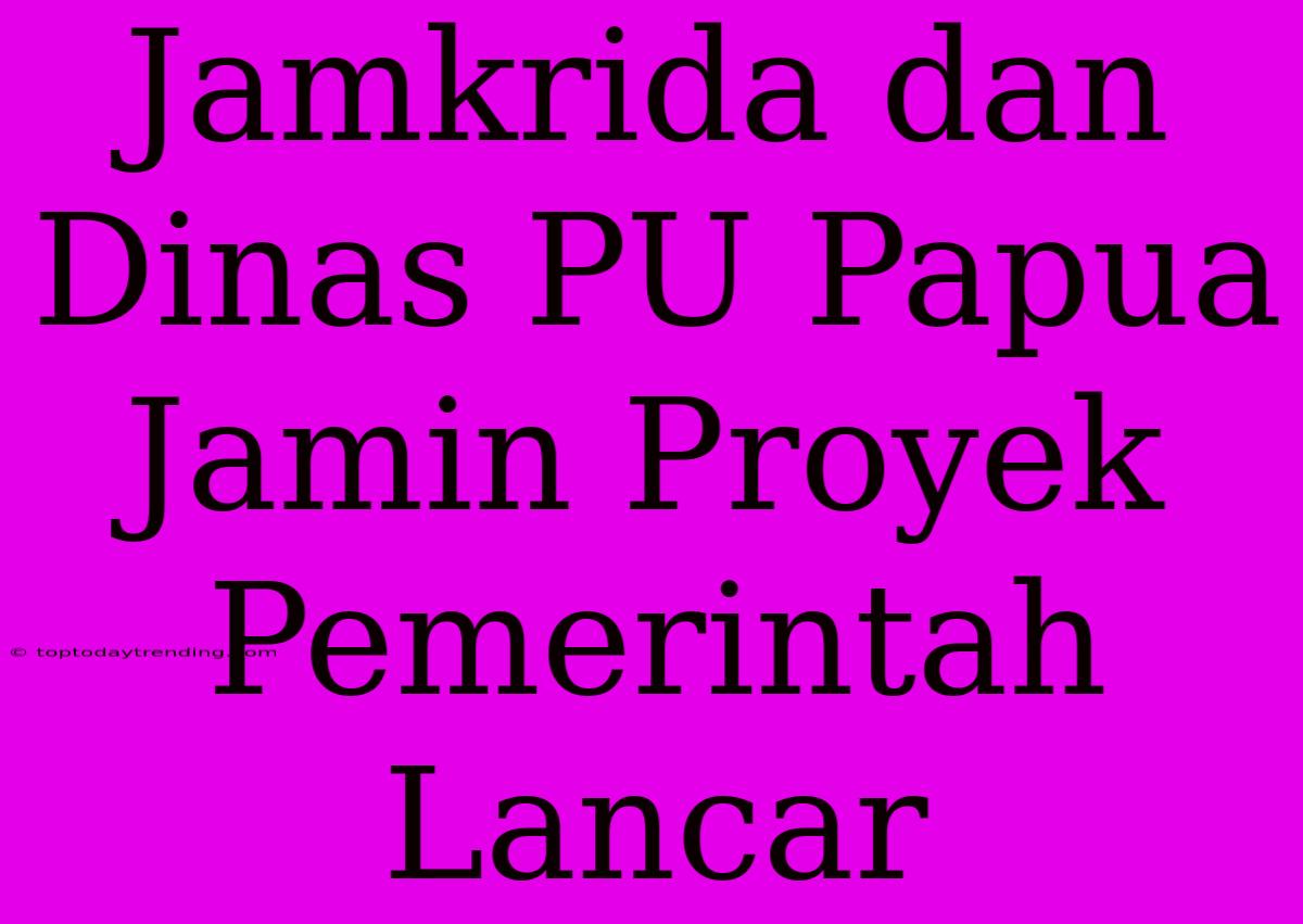 Jamkrida Dan Dinas PU Papua Jamin Proyek Pemerintah Lancar