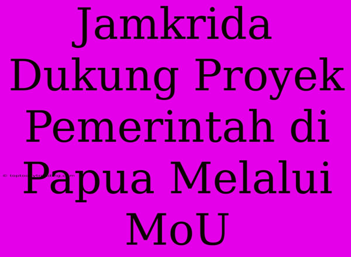 Jamkrida Dukung Proyek Pemerintah Di Papua Melalui MoU